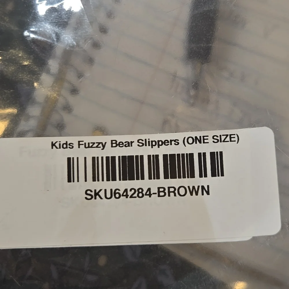 Kids Youth Brown Soft Fuzzy Teddy Bear Comfort Lounge House Slippers One Size